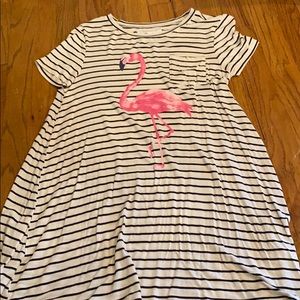 Striped shirt with flamingo